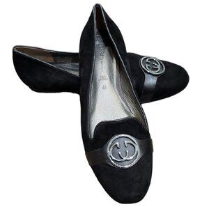 Gerry Weber Suede Round Toe Ballerina 'Cecina' in Black Real Leather Loafers